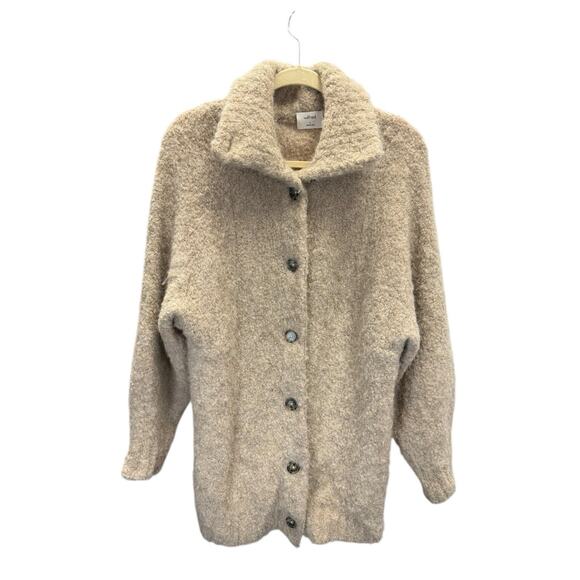 Wilfred Karlis Alpaca Blend Knit Button-Up High Collar Cardigan Beige Sz S - Picture 3 of 10